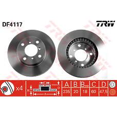 TRW DF4117 (5531161G00 / 5531161G01 / 5531162G03) диск тормозной передний\ Suzuki (Сузуки) baleno 1.3 / 1.6 / 1.9td 95>