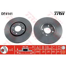 TRW DF4141 (4246W3 / 4246T8 / 4246R6) диск тормозной передний\ Citroen (Ситроен) c5 / xantia 2.0-3.0 / 2.0hdi / 2.1td 96>