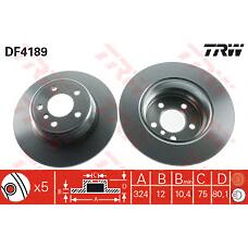 TRW DF4189 (010234109543 / 08701980 / 08701981) диск тормозной задний\ BMW (БМВ) x5 3.0 / 4.4 / 3.0d 00>