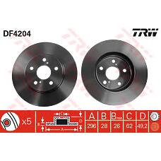 TRW DF4204 (0986478968 / 0986479664 / 09A11010) диск тормозной передний Toyota (Тойота) Camry (Камри) (v30) 2.4-3.0, Previa (Превия) (_r3_) 2.4 df4204