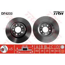 TRW DF4233 (230770
 / 230770 / 272276) диск тормозной передн volvo: c70 кабрио 98-05, c70 купе 97-02, s70 96-00, v70 I универсал 97-00