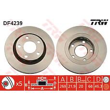 TRW DF4239 (4D0615601B / 17057 / 50265) диск тормозной задний\ Audi (Ауди) a8 2.8-3.3tdi 96>