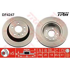 TRW DF4247 (0569100 / 0569120 / 0986479394) диск тормозной задний\Opel (Опель) Omega (Омега) 2.2-3.2 / 2.2dti / 2.5td / dti 94>