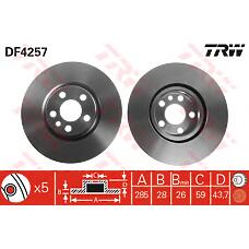 TRW DF4257 (4246P1 / 4246P2 / 1325772080) диск тормозной передний\ Citroen (Ситроен) c8, Peugeot (Пежо) 807 2.0-2.2hdi 02>