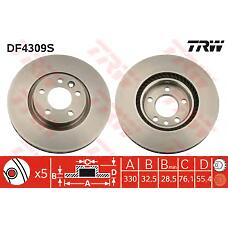 TRW DF4309S (110 / 7H0615301F / 7H0615301E) диск тормозной | перед |