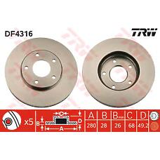 TRW df4316 (0986479030 / 0986479R90 / 09936810) диск торм передн