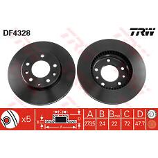 TRW DF4328 (0986479034 / 09958514 / 17095) диск торм.пер.Mazda (Мазда) 6 1.8 02=>