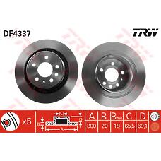 TRW df4337 (5232756 / 12763593 / 5232698) диск торм задн Saab (Сааб) 9-5