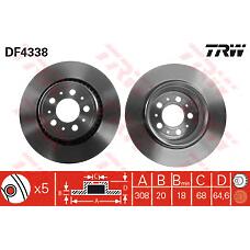 TRW DF4338 (0986479320 / 09982710 / 09982711) диск тормозной задний\ Volvo (Вольво) xc90 2.5t / d5 / t6 02>