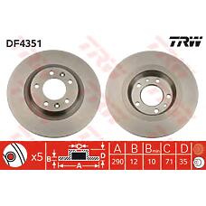 TRW DF4351 (011842116664 / 08868210 / 0986479194) диск тормозной | зад |