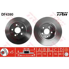 TRW DF4380 (4243105040 / 230648 / 303509) диск тормозной задний\ Toyota (Тойота) Avensis (Авенсис) 1.6-2.0td 97>