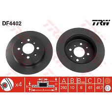 TRW DF4402 (42510S6DE00 / 42510ST3E00 / SDB000290) диск тормозной задний\Honda (Хонда) Civic (Цивик) V 1.4 / 1.6 16v 97-02