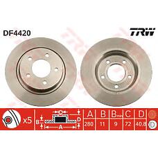 TRW DF4420 (011442116623 / 08997520 / 08997521) диск тормозной задн mazda: 3 03-, 3 седан 04-, 5 05-