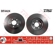 TRW DF4424 (020219 / 09864791 / 0986479171) диск тормозной передн ford: c-max 07-, Focus (Фокус) c-max 03-07, volvo: c30 06-, c70 кабрио 06-, s40 II 04-, v50 04-