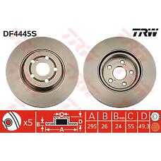 TRW DF4445S (4351205070 / 4351205050 / 4351205080) диск тормозной передний\ Toyota (Тойота) Avensis (Авенсис) 2.4 / 2.0d-4d 03>