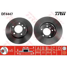 TRW DF4447 (34116764629 / 34116854996 / 34116792215) диск тормозной передний\BMW (БМВ) e87 1.6 / 1.8 / 1.8d m47 / n42 / n45 04>
