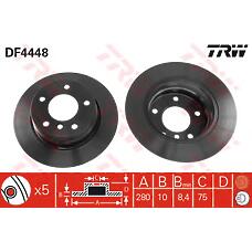 TRW DF4448 (08978710 / 08978711 / 0897871X) диск тормозной задний\ BMW (БМВ) e87 1.6 / 1.8 / 1.8d m47 / n42 / n45 04>