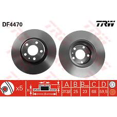 TRW DF4470 (4F0615301D / A10 / 30858) диск тормозной передний\ Audi (Ауди) a6 2.4 / 2.0tdi 04>