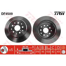 TRW DF4509 (08A03810 / 08A03811 / 0986479339) диск тормозной