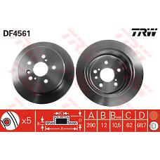 TRW DF4561 (08A60810 / 08A60811 / 098) диск торм.Toyota (Тойота) alphard (ath1_, mnh1_, anh1_) 2.4 [2003 / 09-2008 / 04],