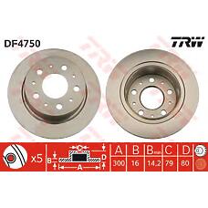 TRW DF4750 (42510SZ3J00 / 51740250 / 424941) диск тормозной задний\ Fiat (Фиат) ducato,Citroen (Ситроен) Jumper (Джампер) 2.2d / 2.3d / 3.0hdi 06>