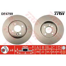 TRW DF4799 (0834 / 0834115 / 0986479437) диск тормозной передний Mini (Мини) (r56) (280мм) df4799