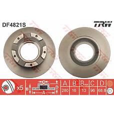 TRW DF4821S (020207 / 08A73010 / 08A73020) торм.диск зад.[280x16] 5 отв.