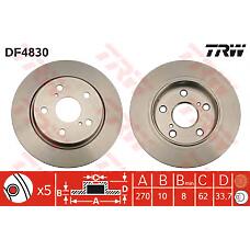 TRW DF4830 (08A91210 / 08A91211 / 0986479519) диск тормозной задний\ Toyota (Тойота) auris 1.4 / 1.6 / 2.0 d-4d / 2.2d 07>