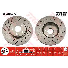 TRW DF4862S (0004211112 / 0004213012 / 0155212103) диск тормозной передний mb w204, w212 sport (322мм) df4862s