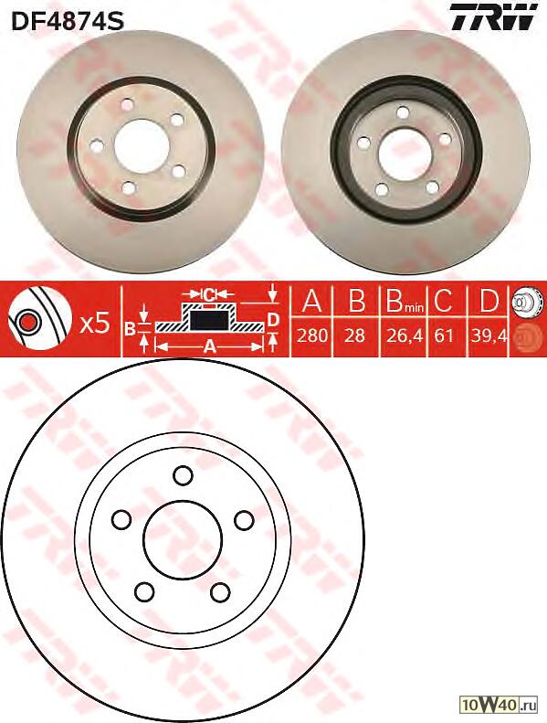 диск тормозной передний\ chrysler pt cruiser 1.6-2.0i / 2.4gt / 2.2crd 00>