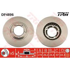 TRW DF4896 (581294A200 / 5821294A200 / DF4896) диск тормозной передний\  h-1 2.4i / 2.5td / 2.5crdi 98>