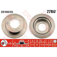 TRW DF4903S (52710H1000 / 6115 / 190086) диск тормозной задний\  () terracan 3.5i / 2.5td / 2.9crdi 11.01>