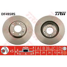 TRW DF4958S (0986479758 / 0986AB5295 / 14213) диск тормозной передний Mazda (Мазда) cx-7, cx-9 df4958s