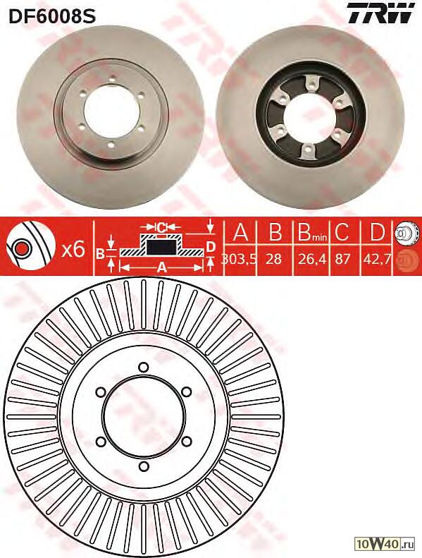 диск тормозной передний d303mm\  terracan 3.5 / 2.9crdi 11.01>
