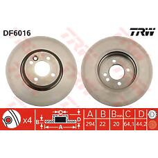 TRW DF6016 (34116774986 / 34116768933 / 34116777825
) диск тормозной передний отв. d14.7mm\ Mini (Мини) cooper / cooper s / one 1.4-1.6i / 1.4d 01>