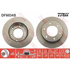 TRW DF6034S (UR6133251 / UM5133251 / UM5133251UR6133251) диск тормозной передний\ Mazda (Мазда) bt50 2.5d 4wd 06> / b-series 2.5d <06