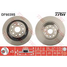 TRW DF6039S (4243150100) диск тормозной задний правый lexus: ls (uvf4_, usf4_) 460 / 460 awd / 600h 06-