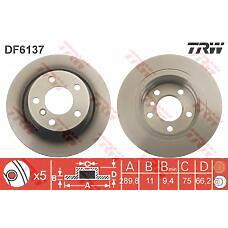 TRW DF6137 (08C11511 / 0986479043 / 103185) диск тормозной задний\ BMW (БМВ) f20 / f21 1.6 / 2.0i / d 10>