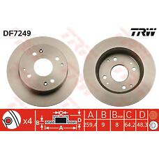 TRW DF7249 (08580320 / 08580321 / 0986AB9720) диск тормозной | зад |