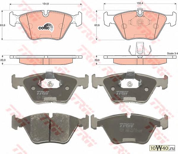 Колодки тормозные дисковые передн BMW: 3 00-05, 3 Touring 00-05, 3 кабрио 00-, 3 купе 00-, 5 95-03, 5 Touring 97-04