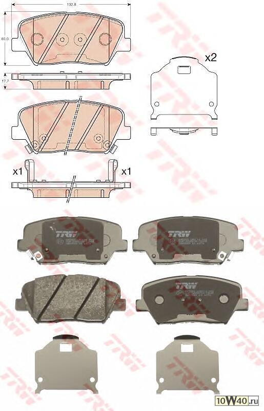 Колодки тормозные дисковые : ELANTRA 1.6/1.8 11-, VELOSTER 1.6 GDI 11-  : SORENTO II 2.4 CVVT/2.4 CVVT 4WD 09-