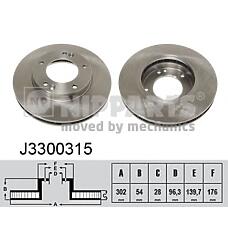 NIPPARTS J3300315 (517123E000 / 517123E300 / 517123E500) диск тормозной передний\  () Sorento (Соренто) 2.4 / 3.5 / 2.5crdi 02>