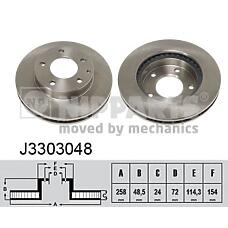 NIPPARTS J3303048 (GA5Y3325X / GA2Y3325X / GA4Y3325X) диск тормозной передний\ Mazda (Мазда) 626 / mx-6 / xedos 6 1.6-2.5 91>