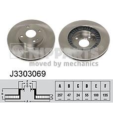 NIPPARTS J3303069 (BJ1Y3325X / 09782610) диск тормозной