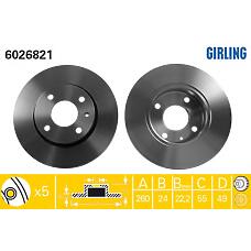 GIRLING 6026821 (5025950 / 502595091AX1125AB / 561882J) тормозной диск