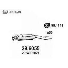 ASSO 286055 (2024902021 / 2024902621 / 2024903521) резонатор средний Mercedes (Мерседес) c200 c230 kompressor 05 / 95-05 / 00