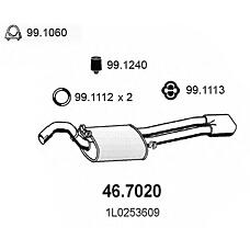 ASSO 467020 (1L0253609 / 1L0253609N) задняя часть глушителя Seat (Сеат) Toledo (Толедо) 1.8i gt 91