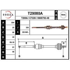 EAI T29080A (3273P3
 / 3273P3 / 96164213) привод правый 893mm\ Citroen (Ситроен) xantia 1.6-2.0 / d / td be3 / 4hp14 abs 93-95