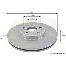 COMLINE ADC01109V (4351205040) диск торм toy Avensis (Авенсис) 1.6 / 1.8 03- пер вент 277x26 (с покрытием)