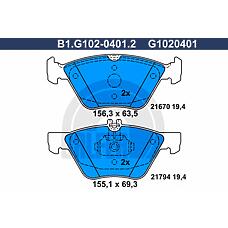 GALFER B1.G102-0401.2 (0024204520 / 0024205020 / 0034202920) колодки тормозные дисковые